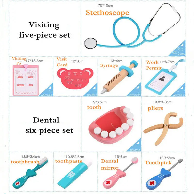 Set de Médico de Madera para Niños – Juego de Doctor y Dentista con 20 Piezas