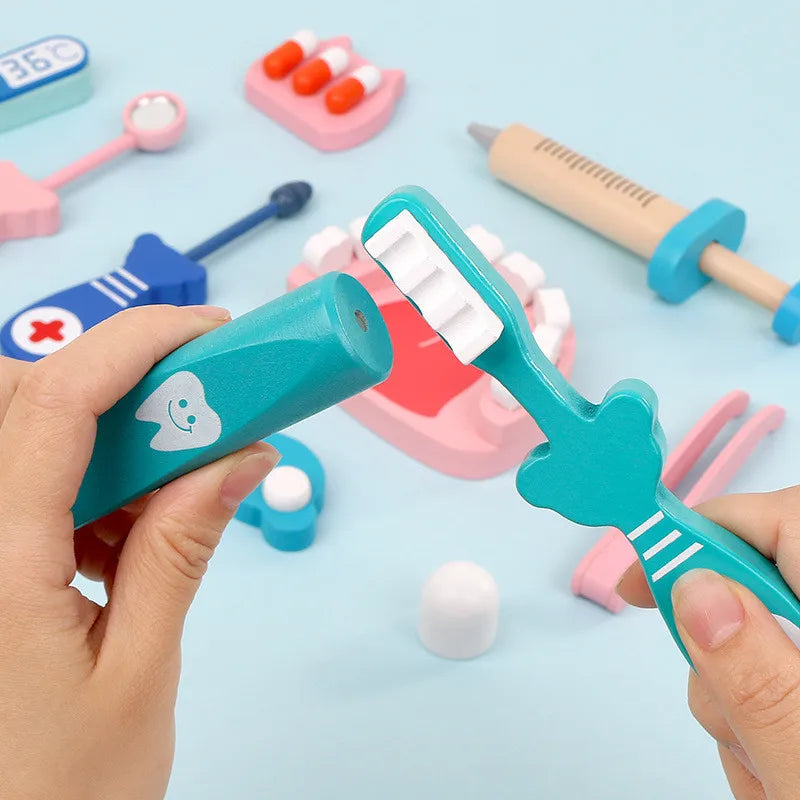 Set de Médico de Madera para Niños – Juego de Doctor y Dentista con 20 Piezas