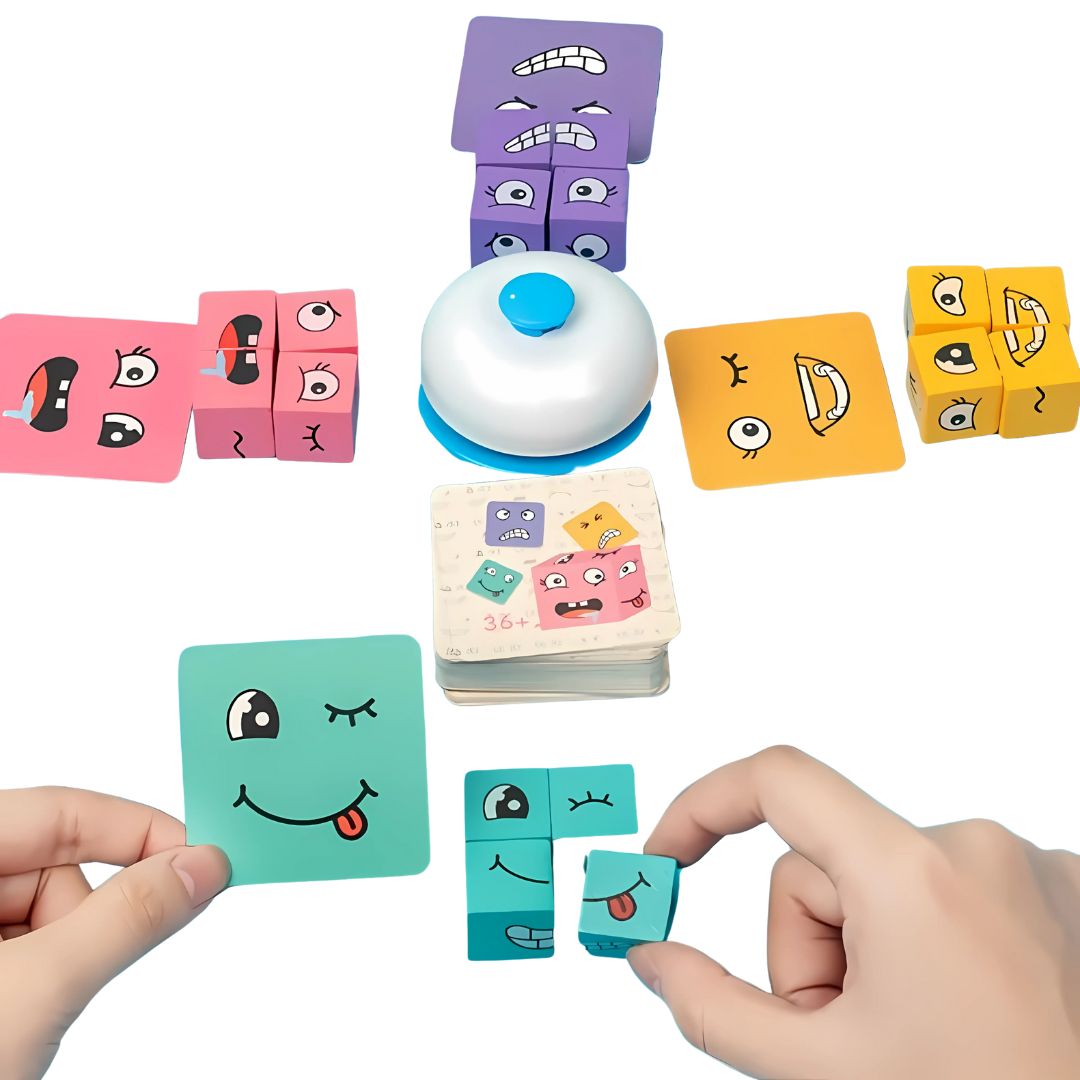 Juego de Expresiones y Emociones – Puzzle de Caras con Bloques