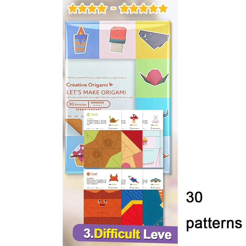 Set de origami diferentes niveles