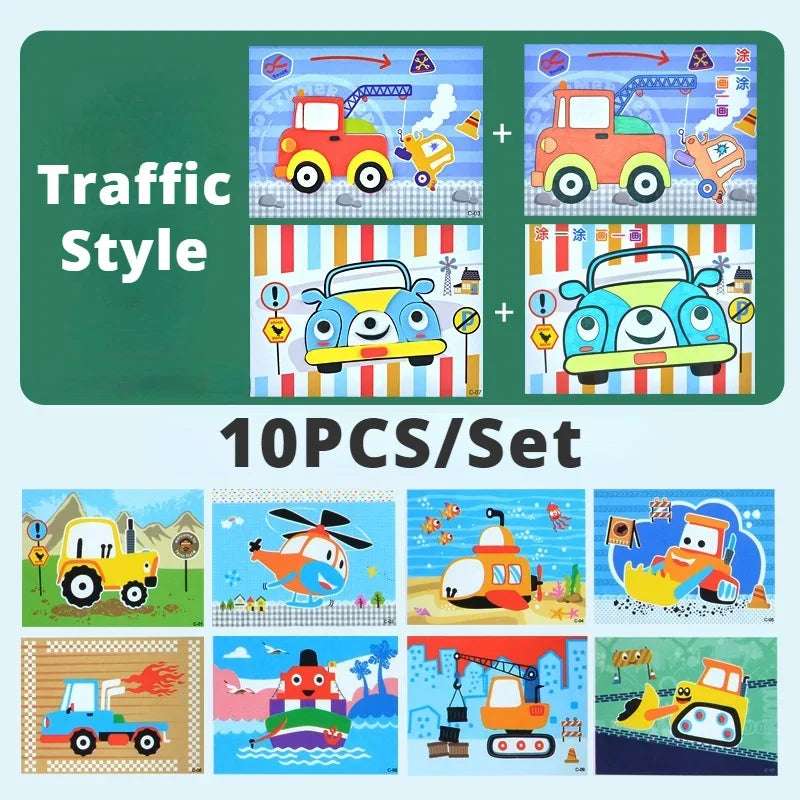Set 10 dibujos para pegar y pintar
