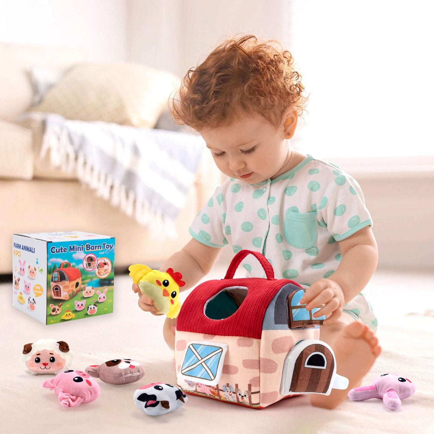 Granja sensorial con animales de peluche