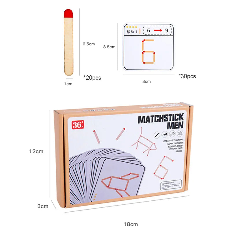 Desafío de Lógica con palitos – 30 Tarjetas de Problemas