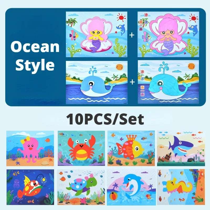 Set 10 dibujos para pegar y pintar