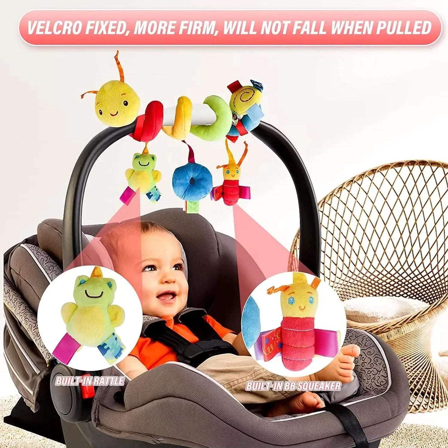 Espiral Sensorial de Cuna y Coche – Juguete Colgante para Bebés