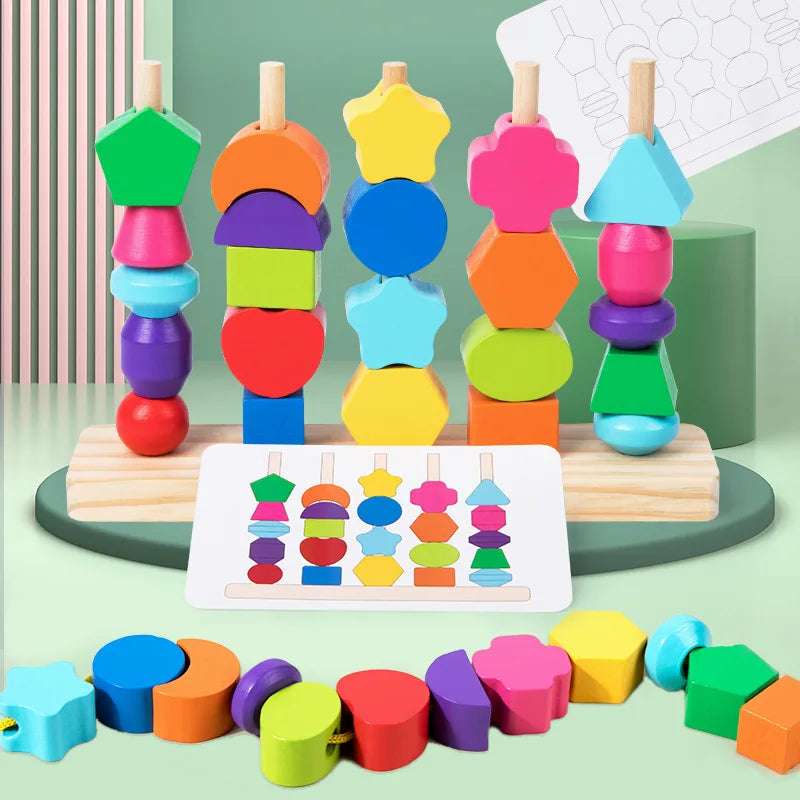 Set de encaje en formas geométricas 3D con tarjetas guía
