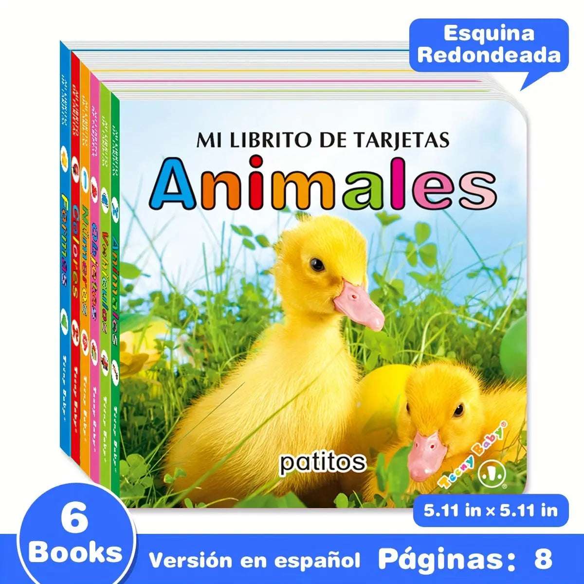 Set de 6 Libros de Cartón para Bebés | Colores, Números, Animales y Más