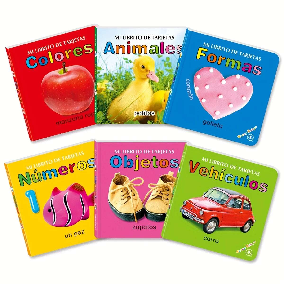 Set de 6 Libros de Cartón para Bebés | Colores, Números, Animales y Más