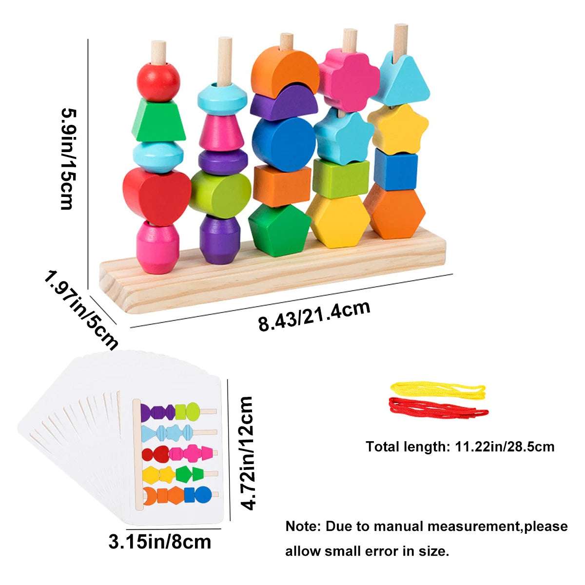 Set de encaje en formas geométricas 3D con tarjetas guía