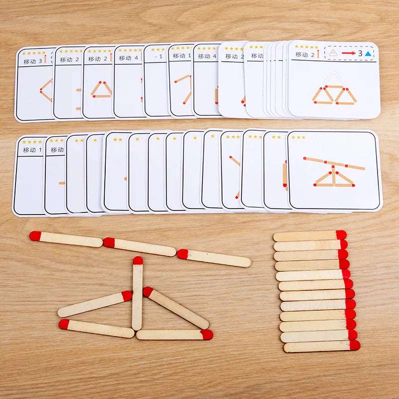 Desafío de Lógica con palitos – 30 Tarjetas de Problemas