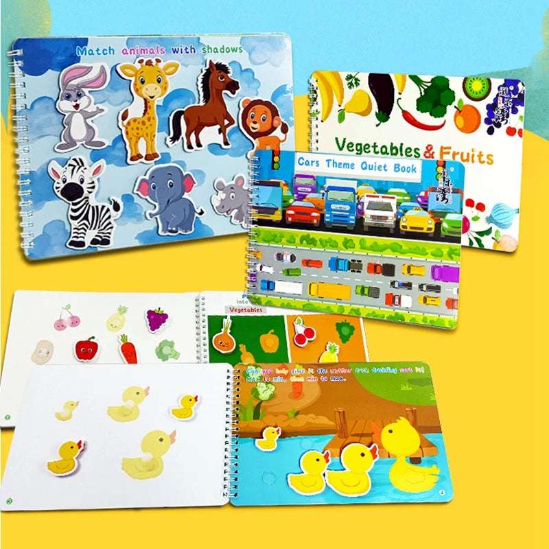 Libro de actividades con stickers - Quiet books temáticos