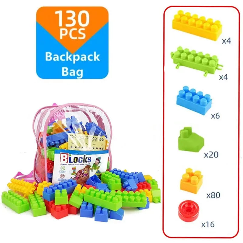 Bloques de construcción tipo ensamblables (130 piezas)