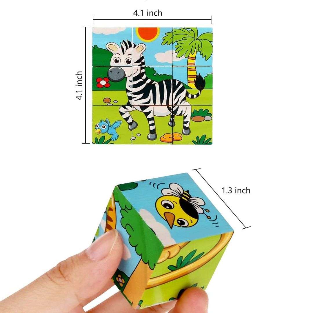 Puzle Cubo de Madera con Imágenes Rotativas