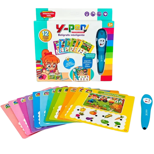 Lápiz Interactivo Y-Pen con Preguntas y Respuestas – 12 Láminas Educativas