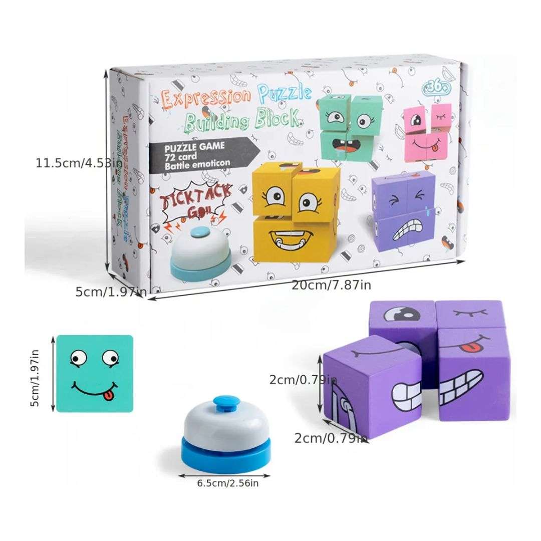 Juego de Expresiones y Emociones – Puzzle de Caras con Bloques