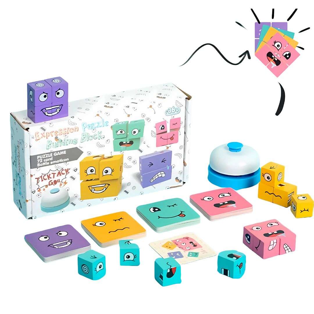 Juego de Expresiones y Emociones – Puzzle de Caras con Bloques