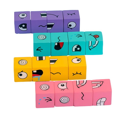 Juego de Expresiones y Emociones – Puzzle de Caras con Bloques