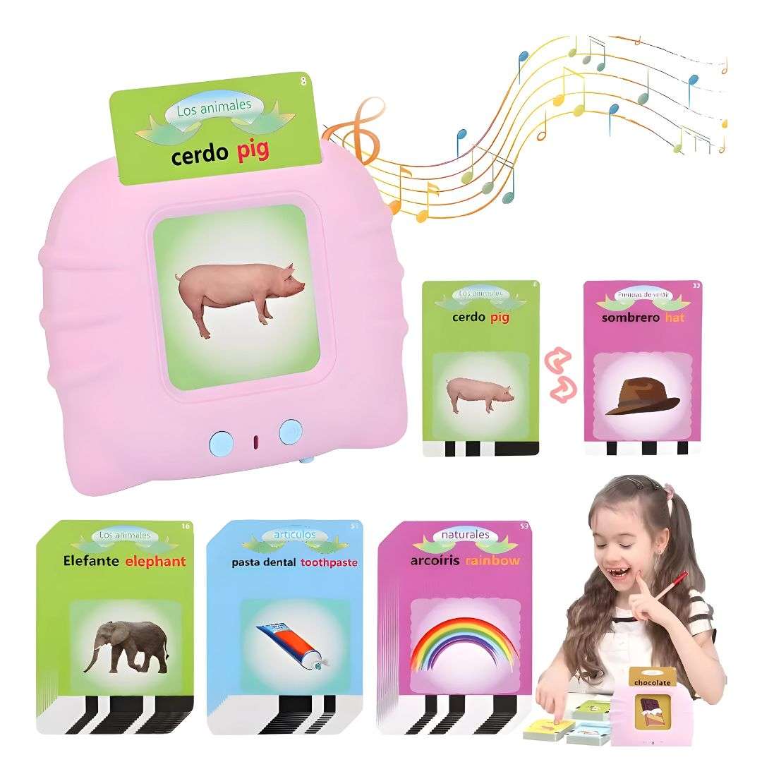 Máquina de Tarjetas Didácticas – 112 Palabras en Inglés y Español con Sonido