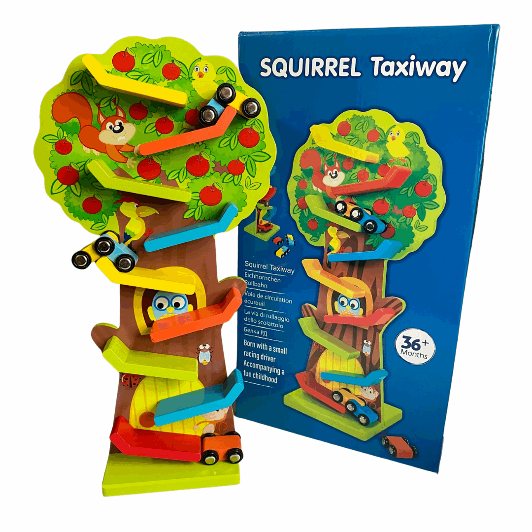 Pista Árbol De Autos Juguete Didáctico De Madera - Squirrel Taxiway