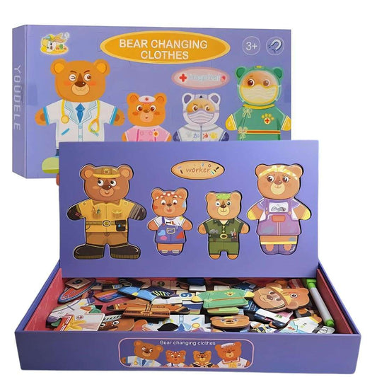 Rompecabeza Magnético de Ositos – ¡Cambia la Ropa y Aprende Profesiones Jugando!