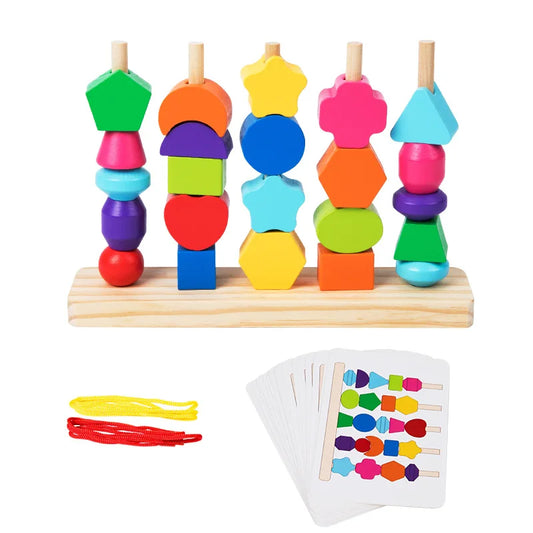 Set de encaje en formas geométricas 3D con tarjetas guía