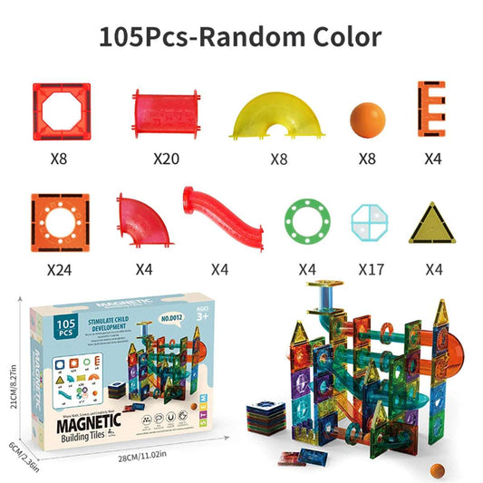 Set de construcción con tubos y figuras (105 piezas)