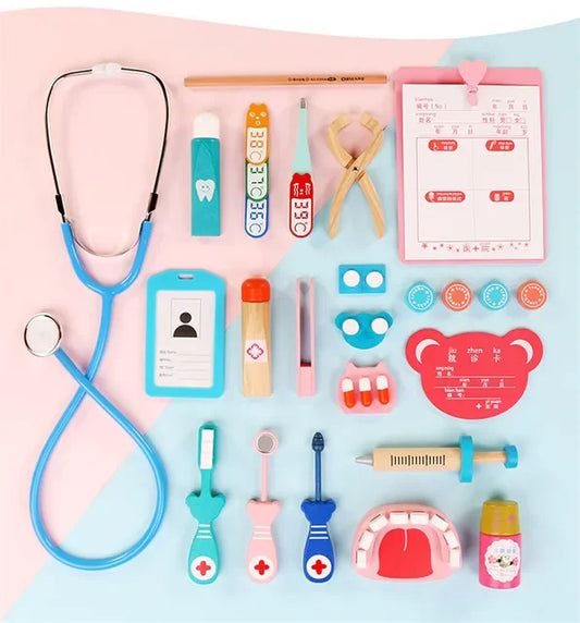 Set de Médico de Madera para Niños – Juego de Doctor y Dentista con 20 Piezas