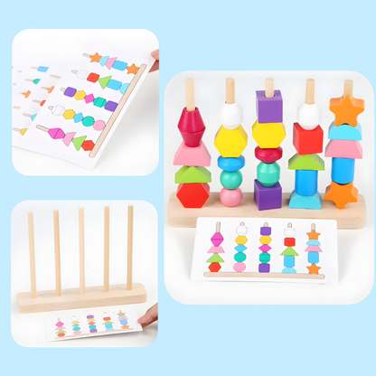 Set de encaje en formas geométricas 3D con tarjetas guía