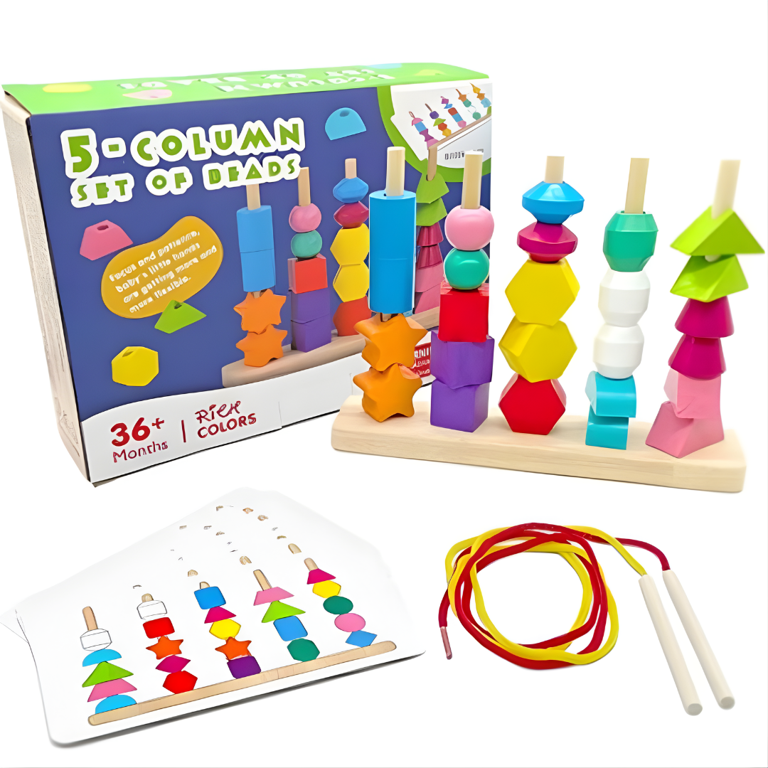 Set de encaje en formas geométricas 3D con tarjetas guía