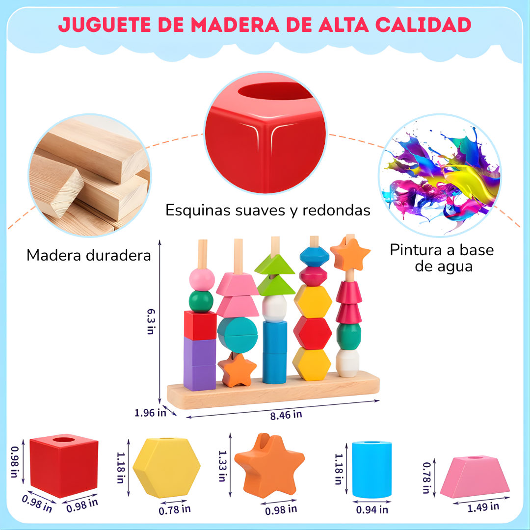 Set de encaje en formas geométricas 3D con tarjetas guía