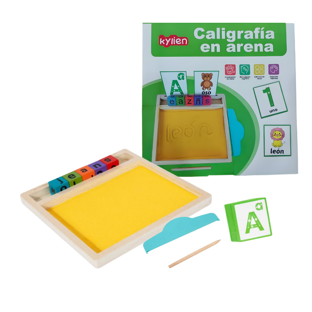 Set de Caligrafía en Arena – Juego Sensorial para Aprender a Escribir Letras y Números