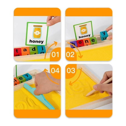 Set de Caligrafía en Arena – Juego Sensorial para Aprender a Escribir Letras y Números