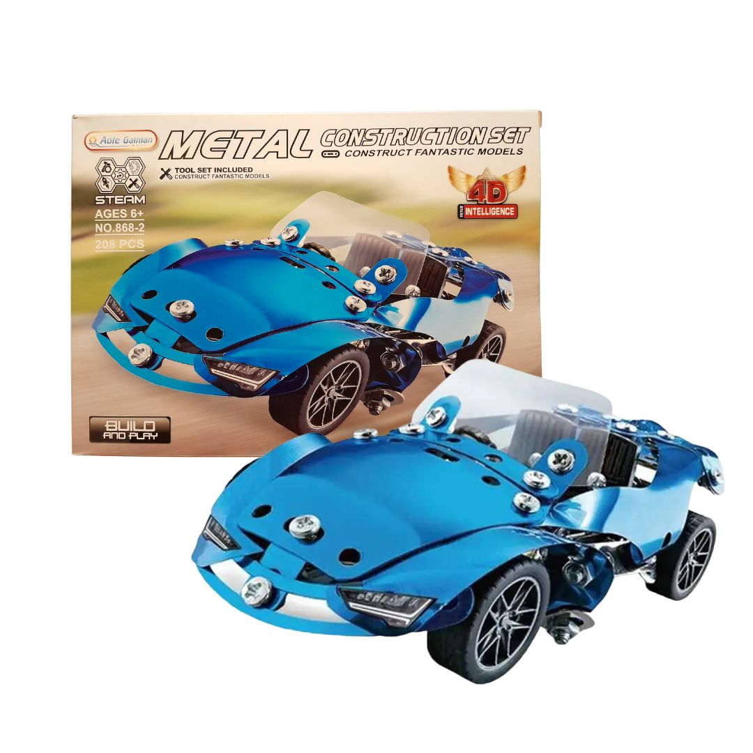 Set de Construcción Auto Metálico Azul – 208 piezas | Juguete Educativo STEM
