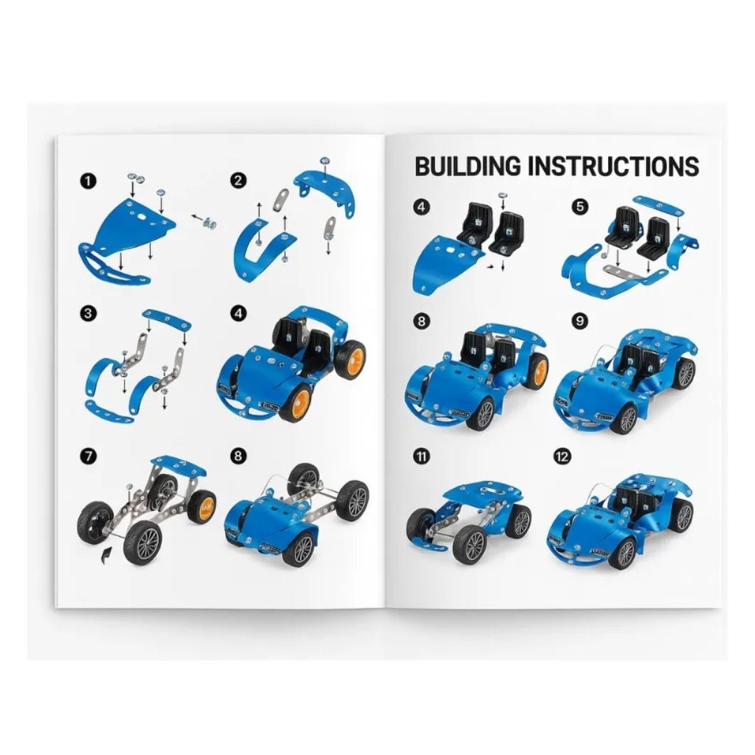 Set de Construcción Auto Metálico Azul – 208 piezas | Juguete Educativo STEM
