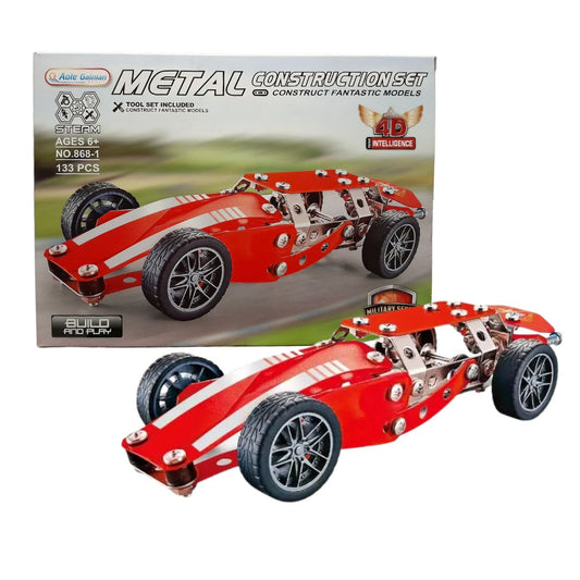 Set de Construcción Metálico Auto de Carreras – 133 piezas | Juguete STEM
