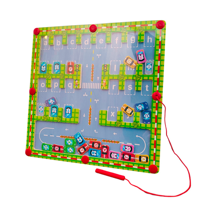 Tablero Magnético con Circuito de Autos - Juego de Clasificación ABC