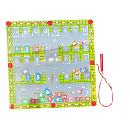 Tablero Magnético con Circuito de Autos - Juego de Clasificación ABC