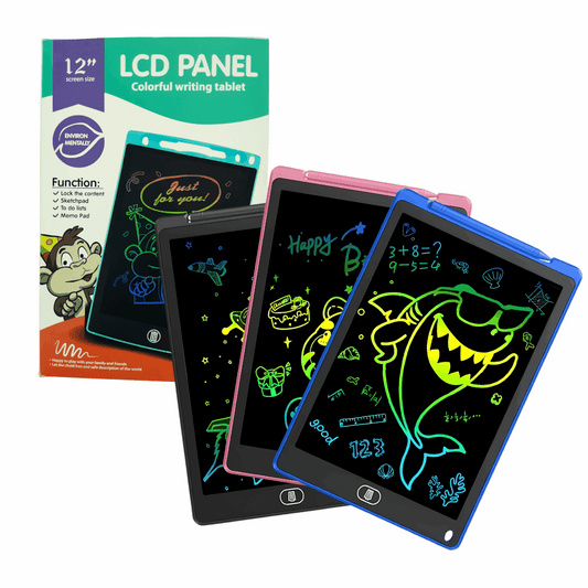Tablet Pizarra de Escritura LCD 12'' Infantil | Dibuja, Aprende y Borra sin Papel