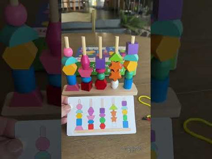 Set de encaje en formas geométricas 3D con tarjetas guía